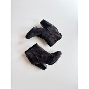 RAG & BONE Newbury Black Suede Leather Block Heel Ankle Boots, Size 37.5